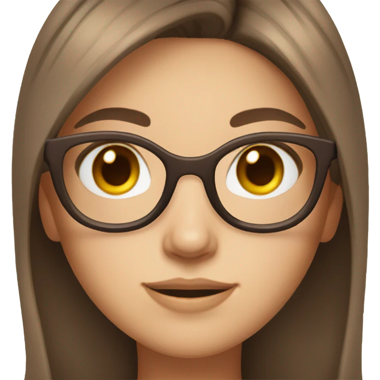 girl with fair skin and long strait middle part brown hair and brown eyes with glasses  emoji