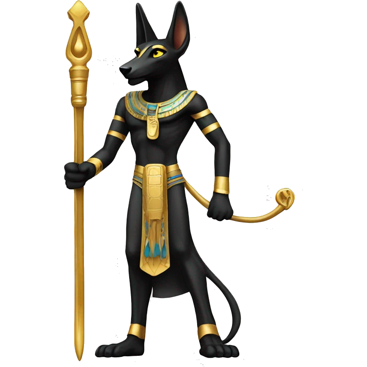 Anubis with ankh staff emoji