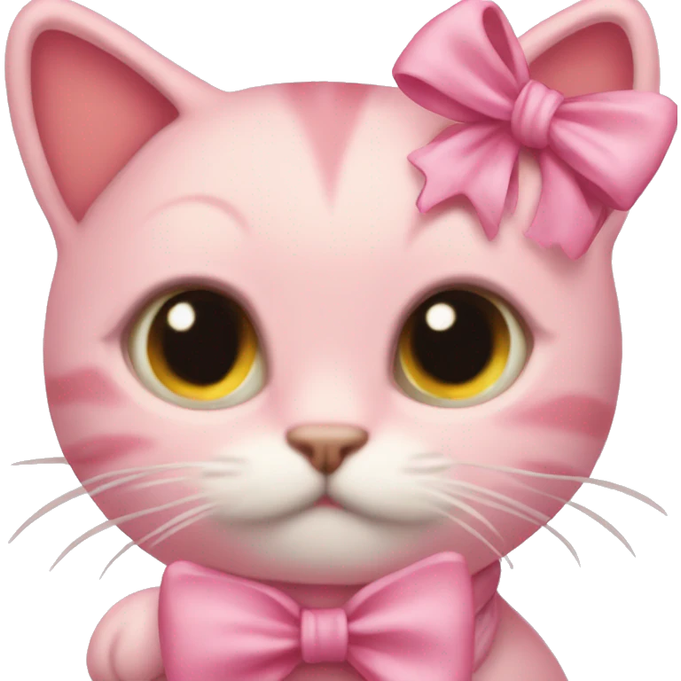 pink cats lovers with bow cute  emoji