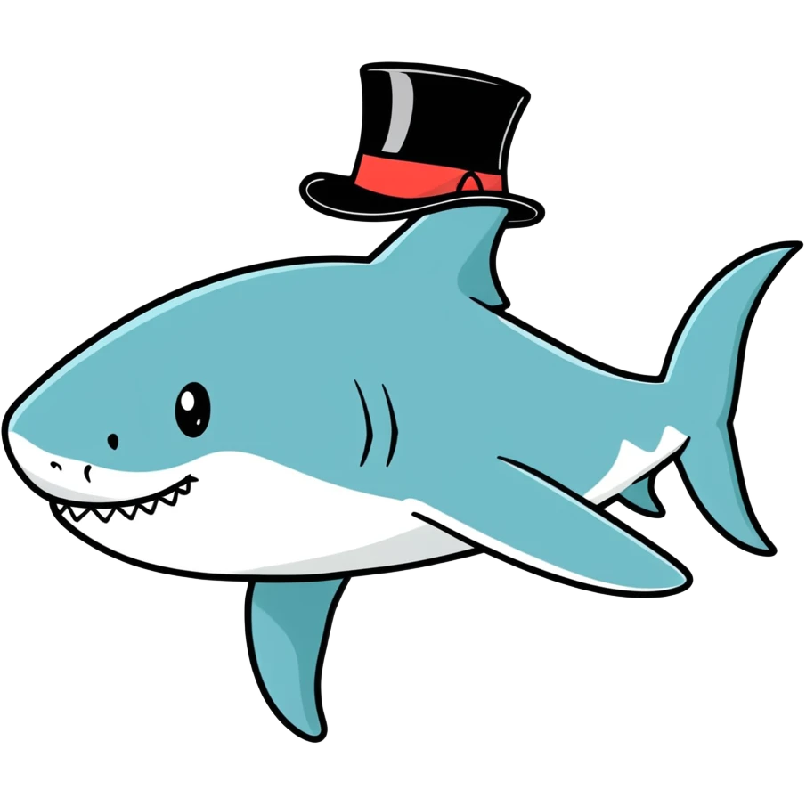 Shark with a top hat emoji