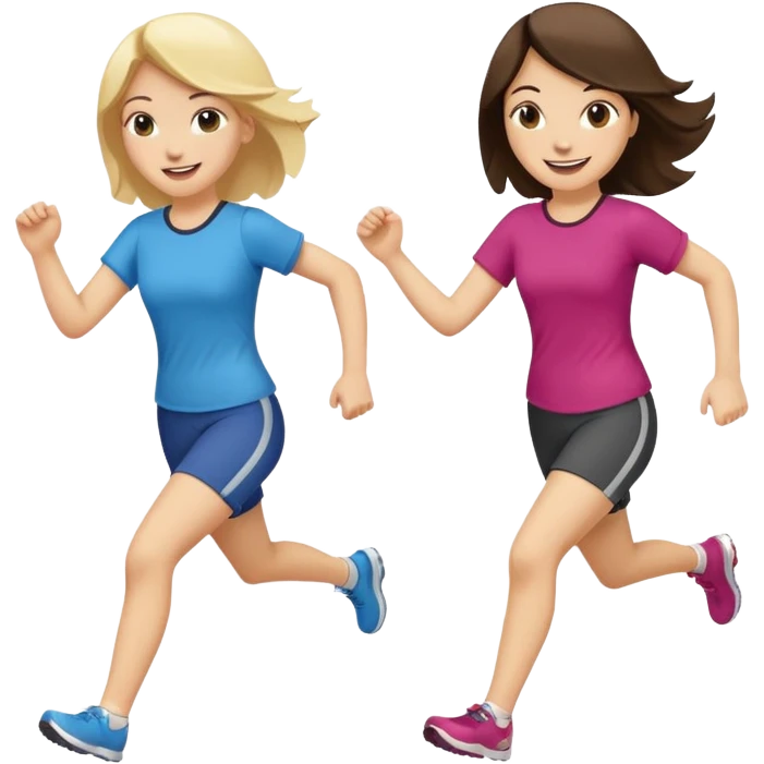 I want 2 women holding hands running in same direction, one is brunette, one is blonde emoji