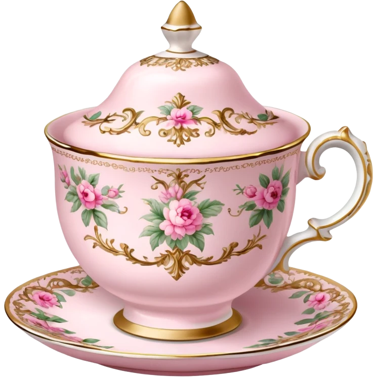  Vintage ornate rococo pale pink tea cup emoji