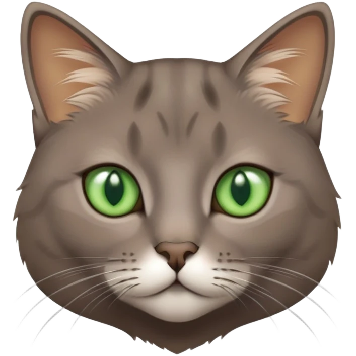 brownish gray cat with green eyes close together emoji