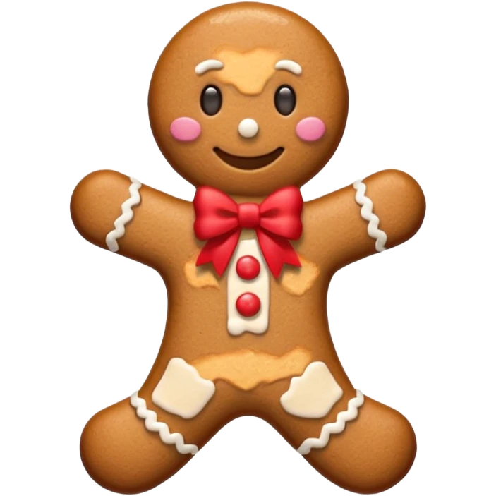 Gingerbread man with a red bow with white logotype "S" emoji