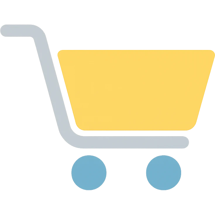 shopping cart icon, clean and friendly emoji