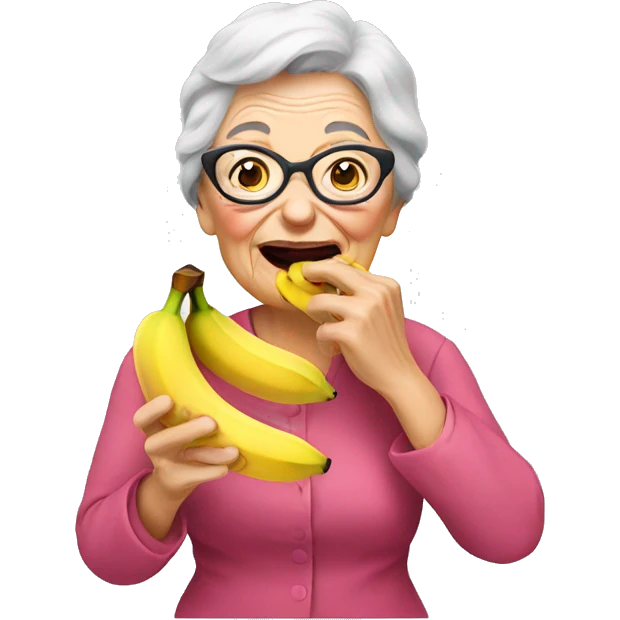 Grandma eating 3 bananas emoji