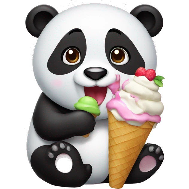 Panda eating ice cream emoji
