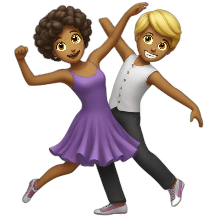 A boy and a girl ball dancing emoji