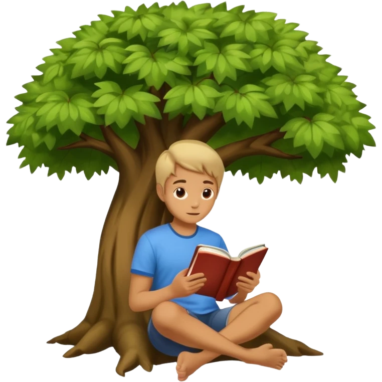 person reading under a tree emoji