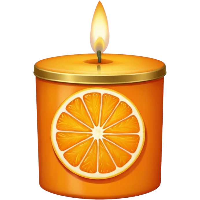 Citrus candle – orange wax in gold tin with slice design emoji