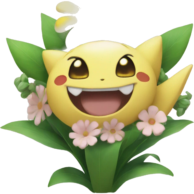 smiling pokemon with flowers emoji
