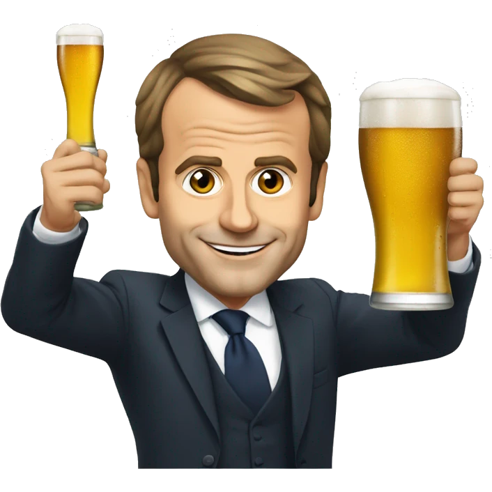 manuel Macron qui boit de la bière emoji