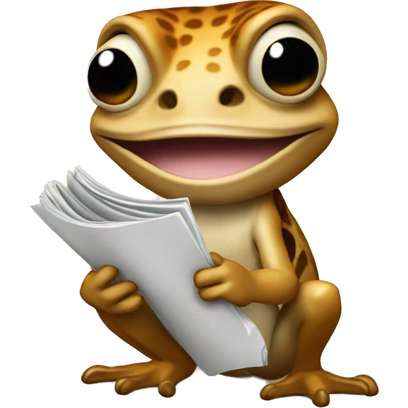 a coqui with a newspape emoji
