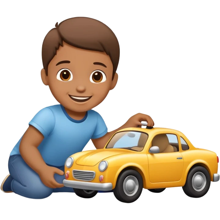 child playing with toy cars emoji