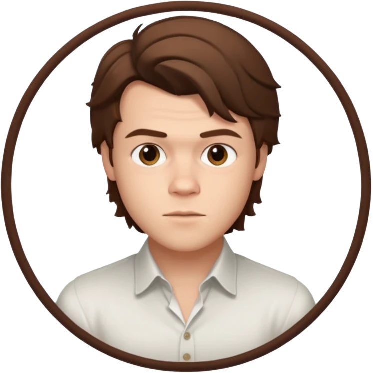une personne joli, qui ressemble a harry styles de 3 quart  dans un rond  emoji