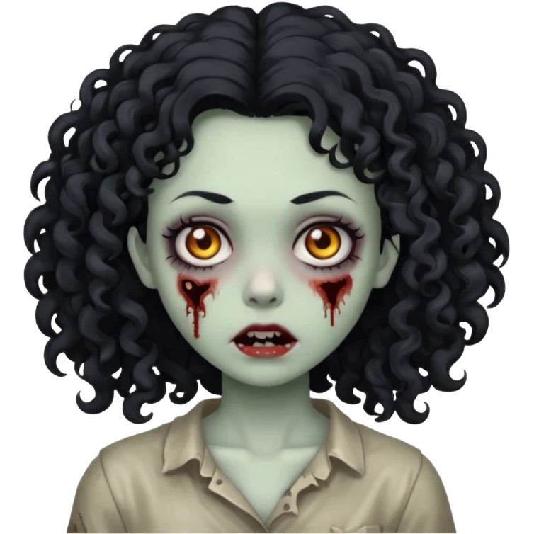 Zombi girl curly hair emoji