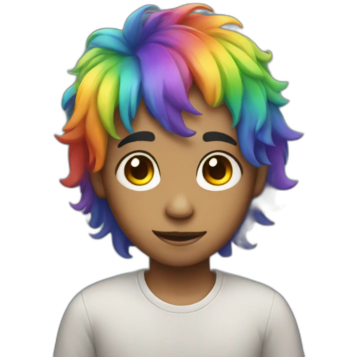 Boy with rainbow eyes and rainbow hair  emoji