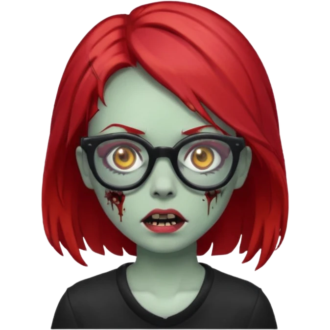 Red hair,black glasses,zombie girl emoji