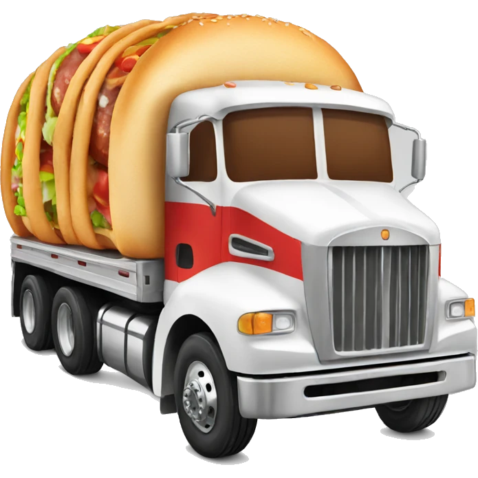 Semi truck made of burgers emoji