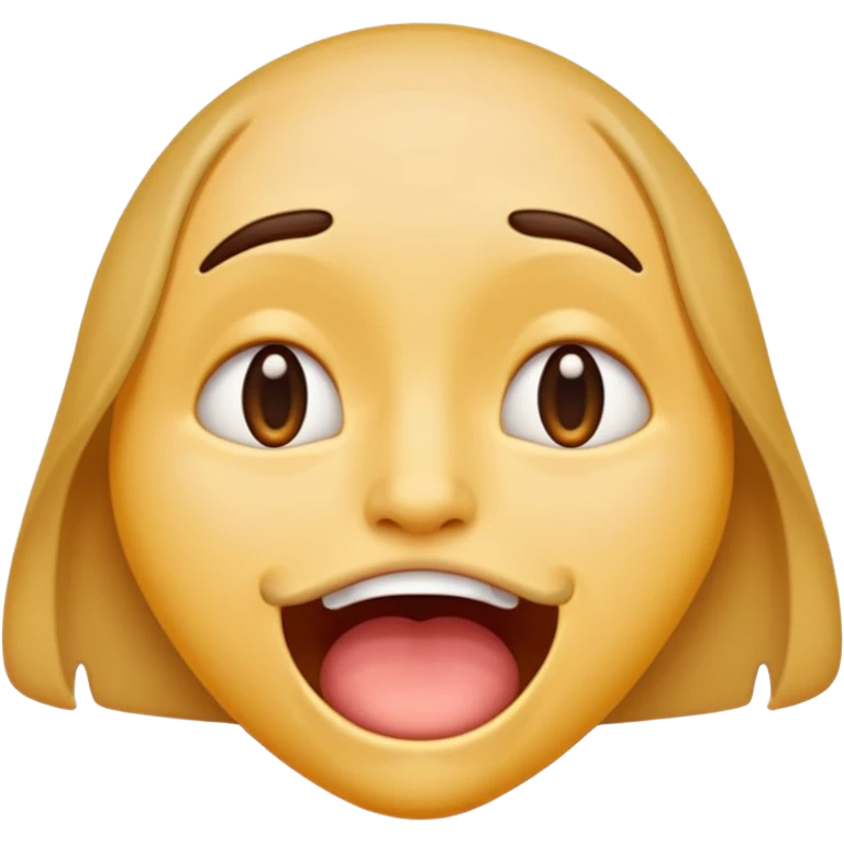 Normal emoji face but he is braindead. eyelids drooping, jaw hanging slightly open and drooling emoji