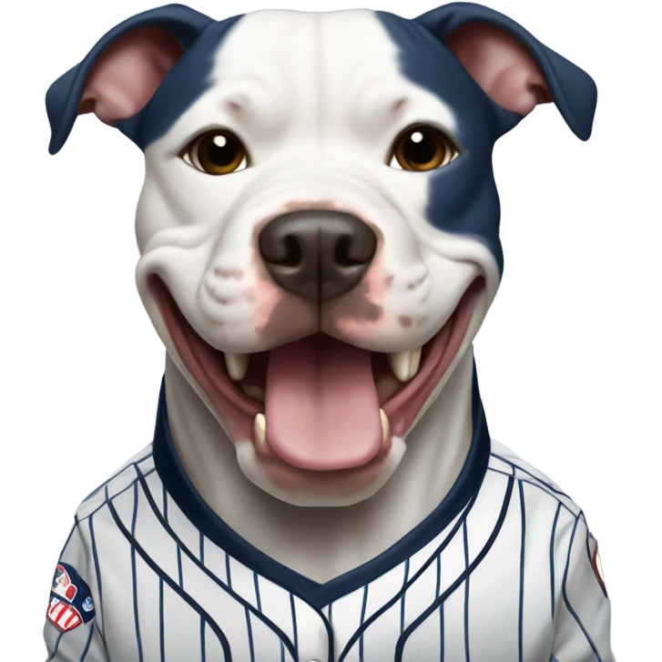 Pitbull smiling with a New York Yankees Jersey emoji