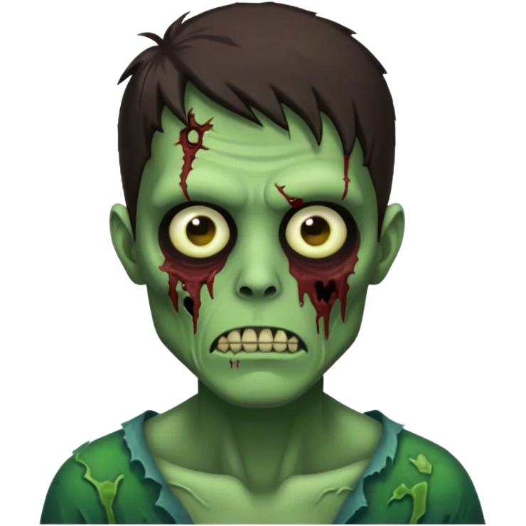 pretty brunette zombie man with green skin emoji
