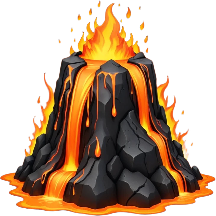 A lava flow spilling slowly over blackened rocks. emoji