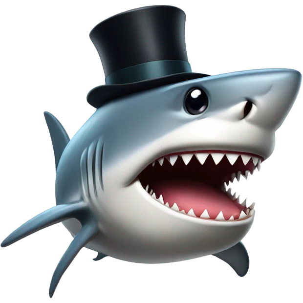 Shark with a top hat emoji