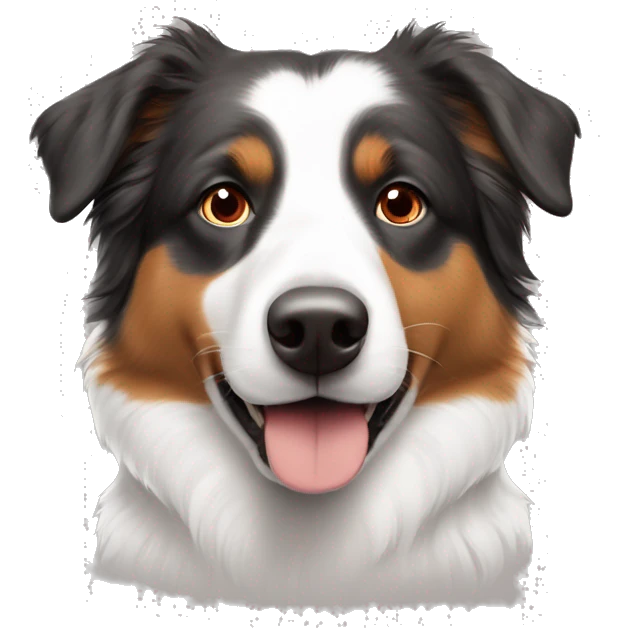 2 Aussie shepherd dogs. One is red and one is white  emoji