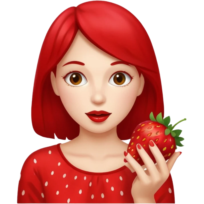 the woman eating strawberries
 emoji