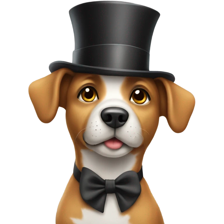 Dog in top hat saying happy birthday  emoji