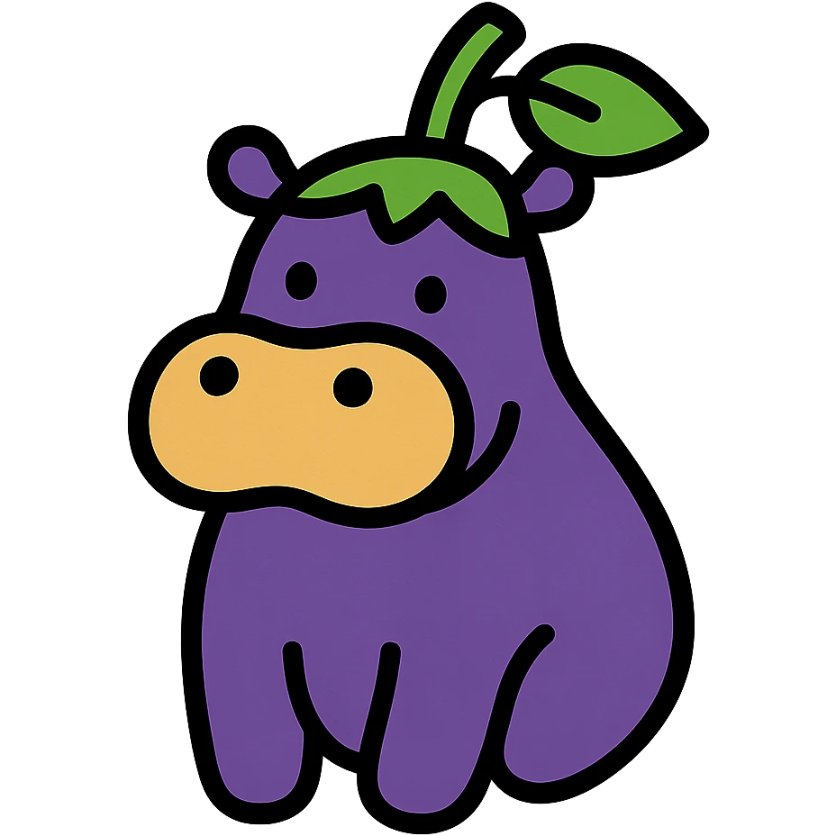 A hippo made of eggplant emoji