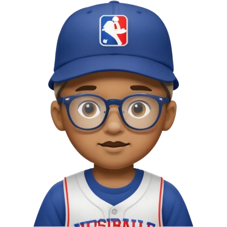 baseball hat and glasses child with nba jersey emoji