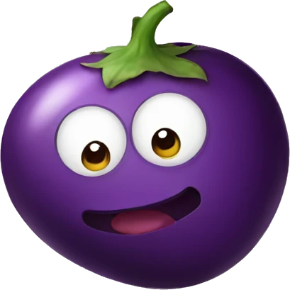 An eggplant giving a kiss emoji