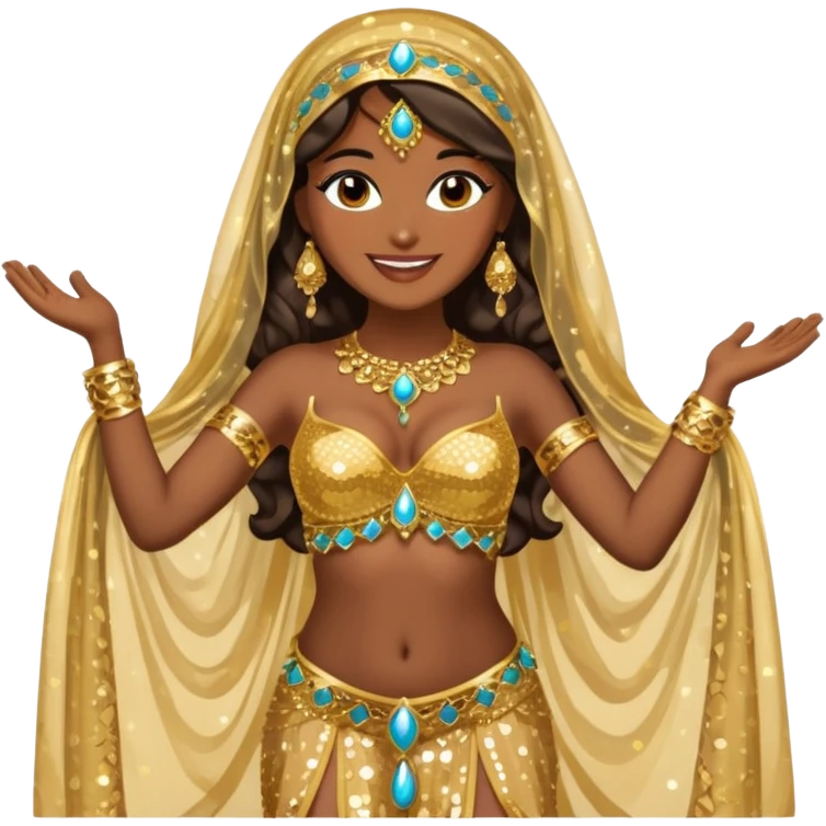 a belly dancer dark skinned emoji