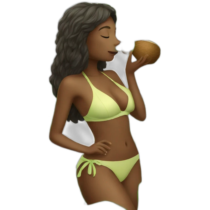 A women with bikini and is drinking coconut emoji