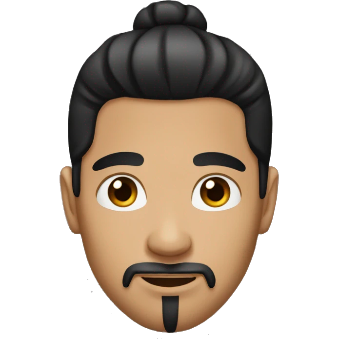 man with black hair man bun and beard and dark eyes emoji