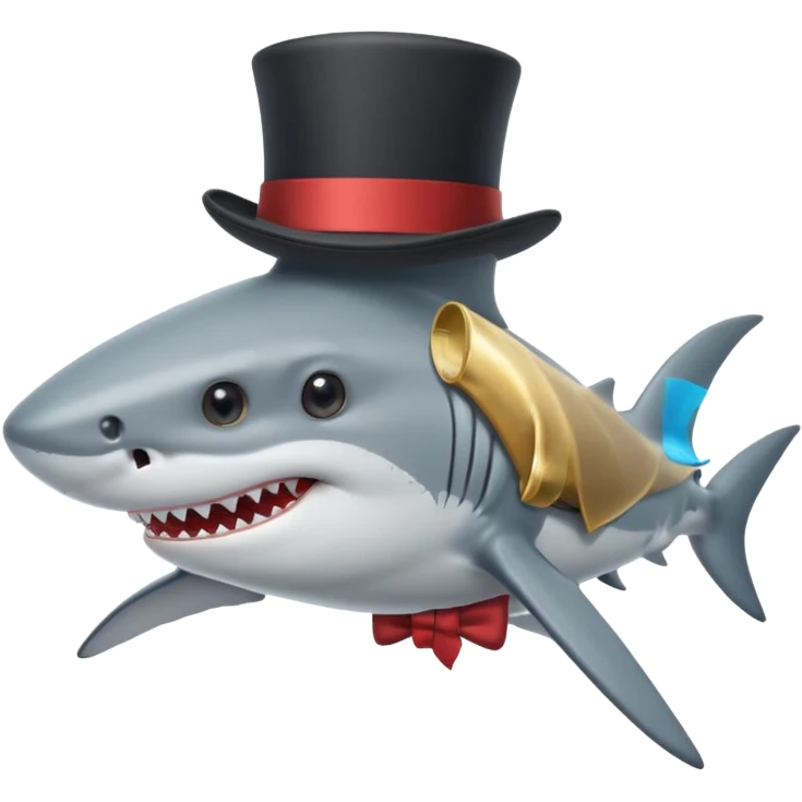 Shark with a top hat emoji
