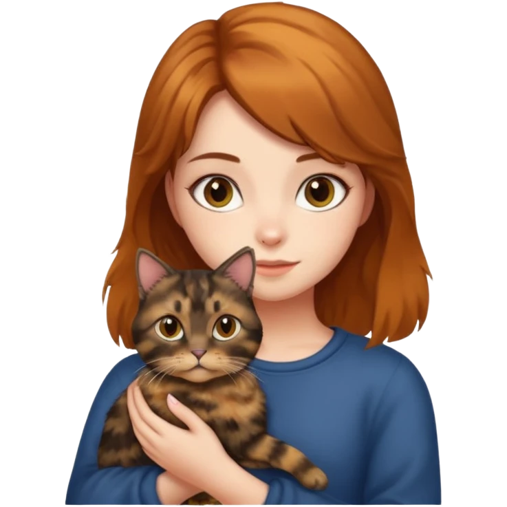 Girl holding a tortie cat emoji