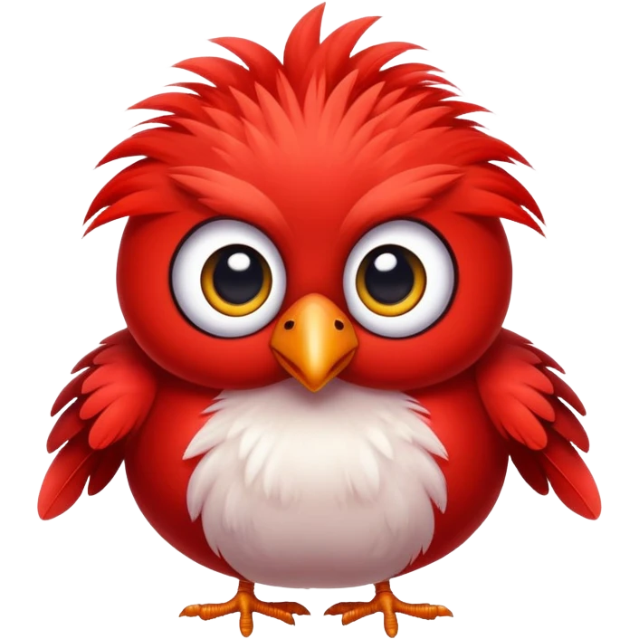 adorable round red bird with big eyes emoji