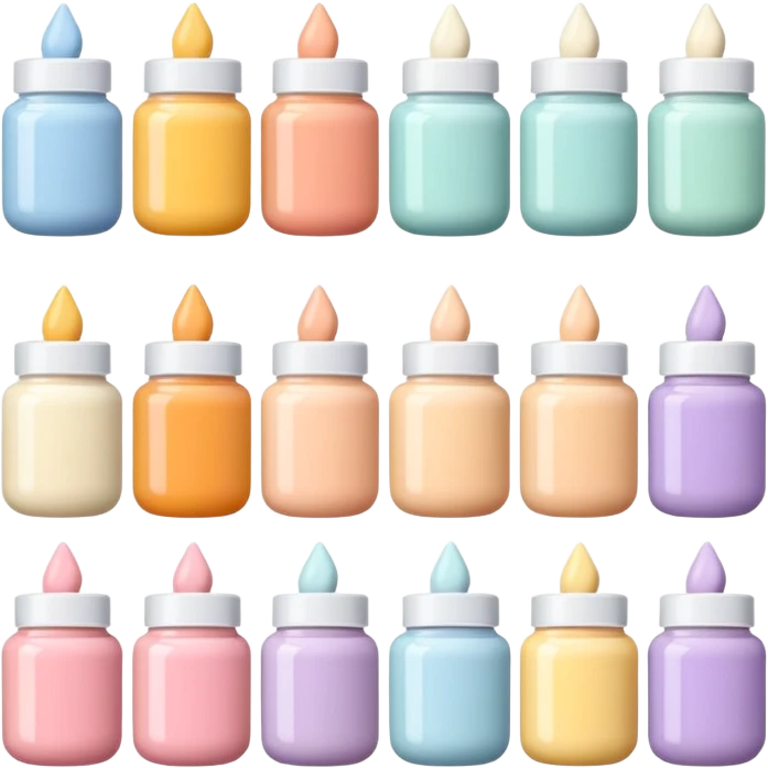 Japanese brand creams arranged with horizontal variation and vertical consistency. emoji