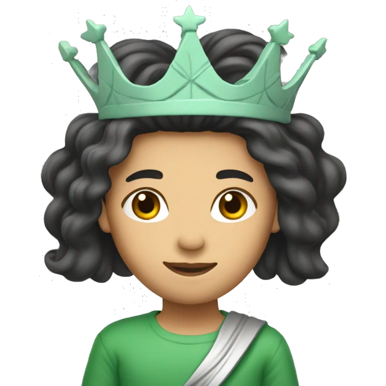 long hair asian with statue of liberty crown emoji