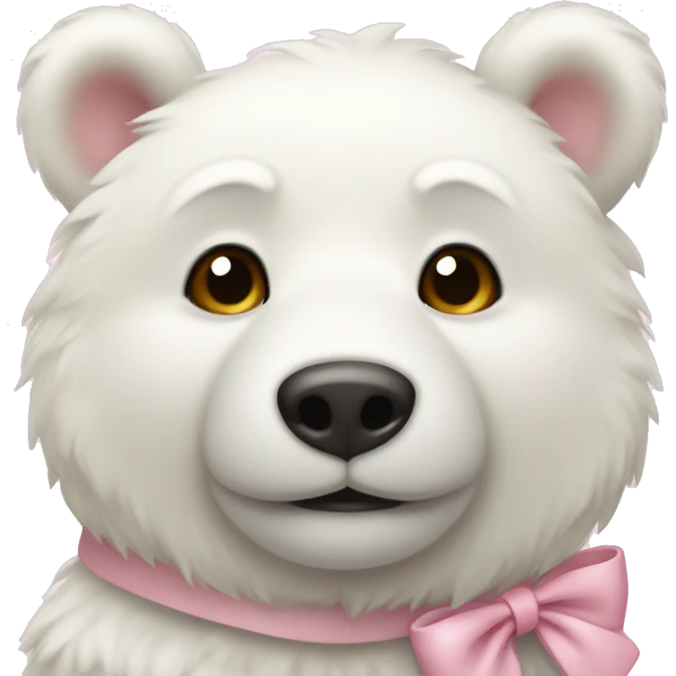 A small white Bear with light pink bow on left ear emoji