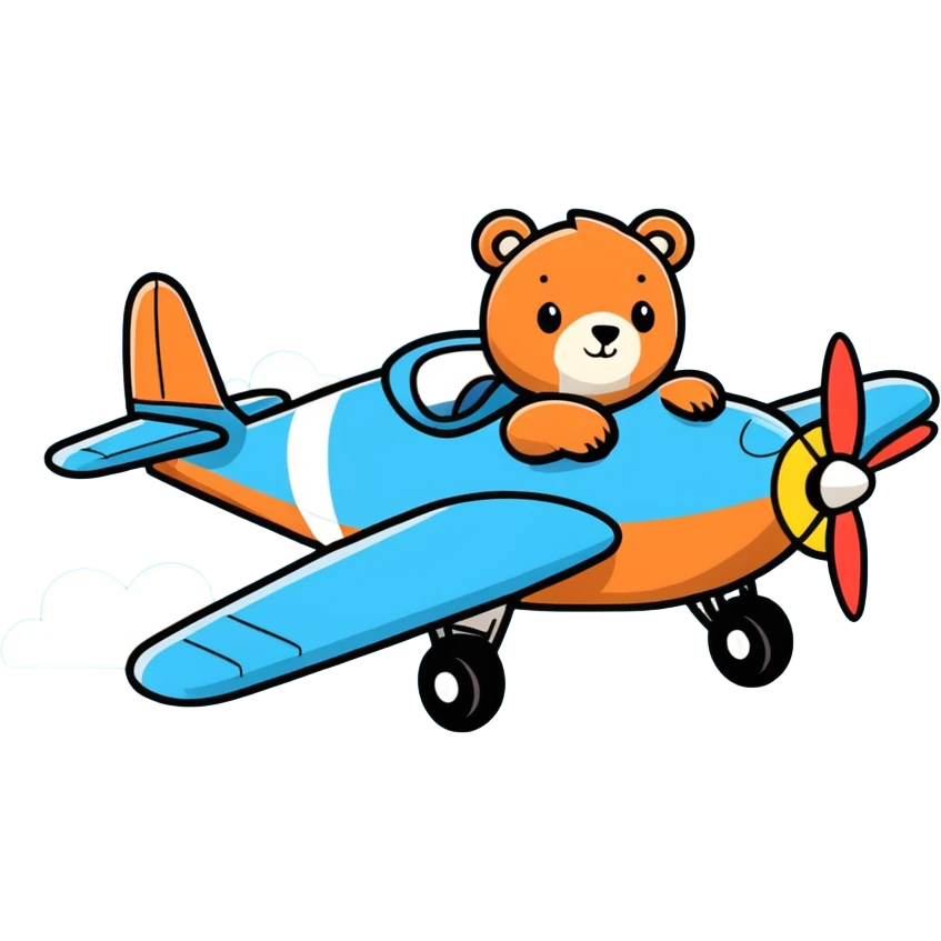 Flying airplane with bear emoji