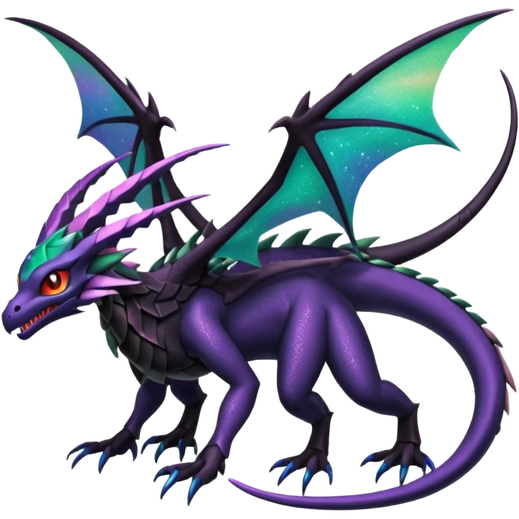 Void-Black Star-Dusted Night-Shimmered Cosmic-Winged Draconic Noivern-Rayquaza-Lunala creature (full body) emoji