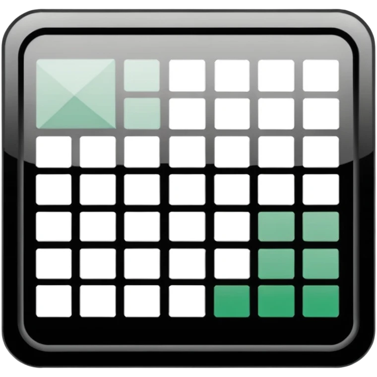 A UI icon for a spreadsheet, flat design, sharp black lines, minimalist, high contrast, isolated on white. emoji