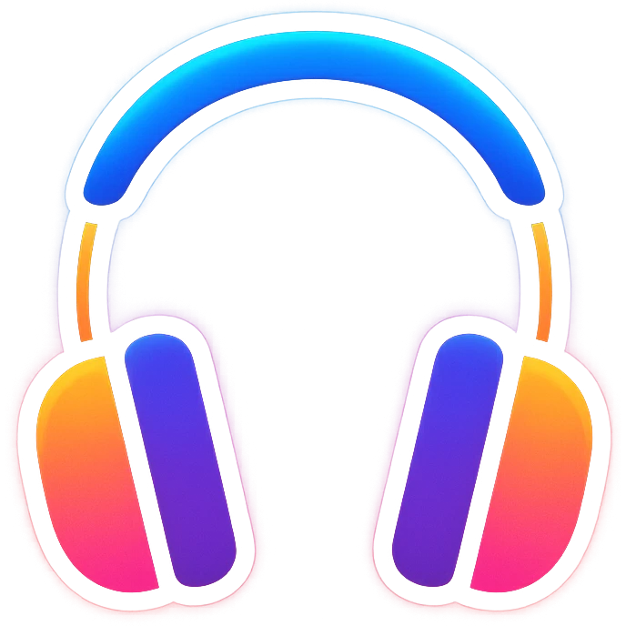 headphones with glowing neon effect, vibrant colors, glowing outline on dark background emoji