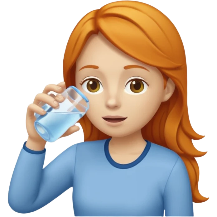 basic ginger woman drinking water emoji