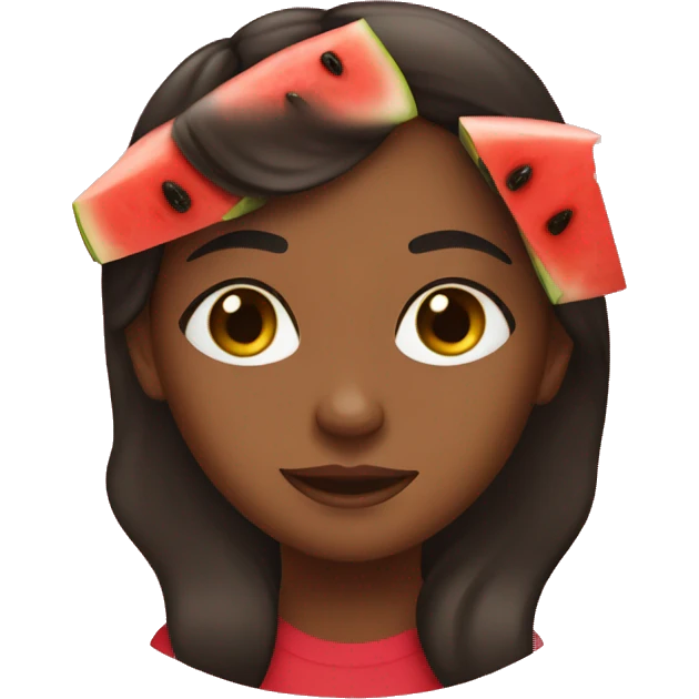 brown girl with watermelon emoji