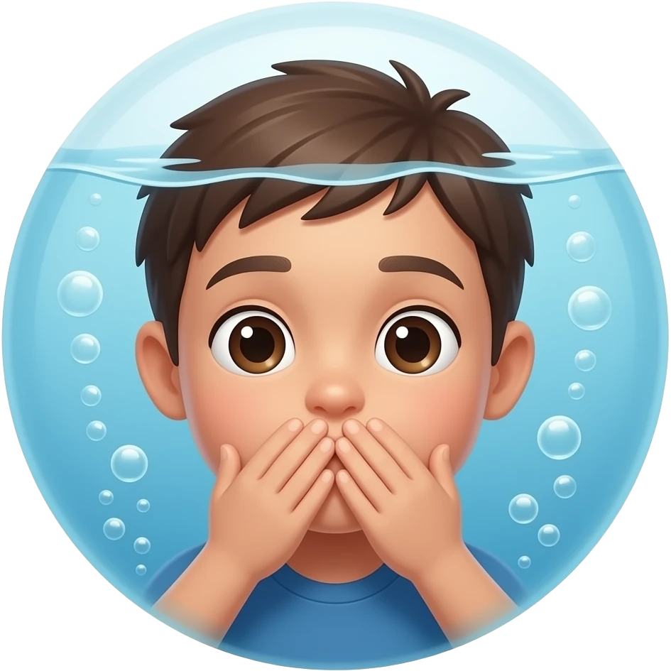 child covering mouth underwater emoji